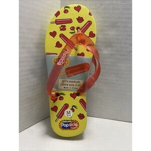 POPSICLE FLIP FLOPS GIRLS YELLOW Brand NEW Summer Shoes Medium 3-4